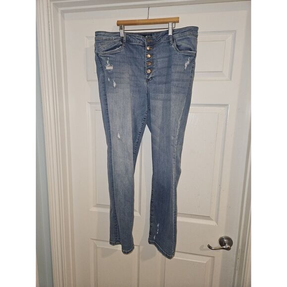 Kut from the Kloth Denim - Kut From The Kloth Blue Jeans Button Fly Size16 Plus Size Distressed